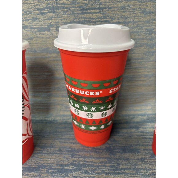 Starbucks Holiday 2020/2024 RED CUP DAY Set Of 4 Reusable Hot Collectible 16 oz - Picture 3 of 9